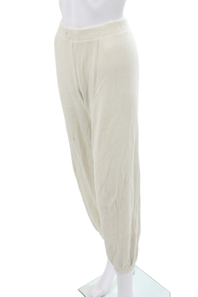 Donni Womens Jogger Pants Beige Waffle Knit Drawstring Loungewear Size L