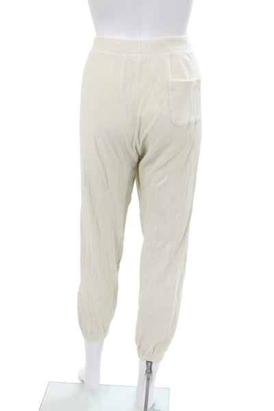 Donni Womens Jogger Pants Beige Waffle Knit Drawstring Loungewear Size L