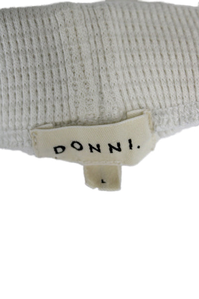 Donni Womens Jogger Pants Beige Waffle Knit Drawstring Loungewear Size L