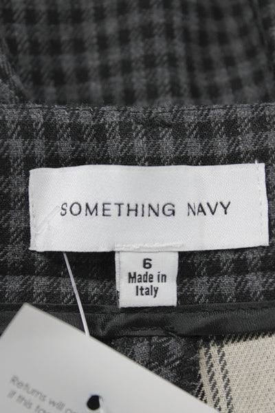 Something Navy Womens Cropped Check Gray Pants 50% Polyester Size 6