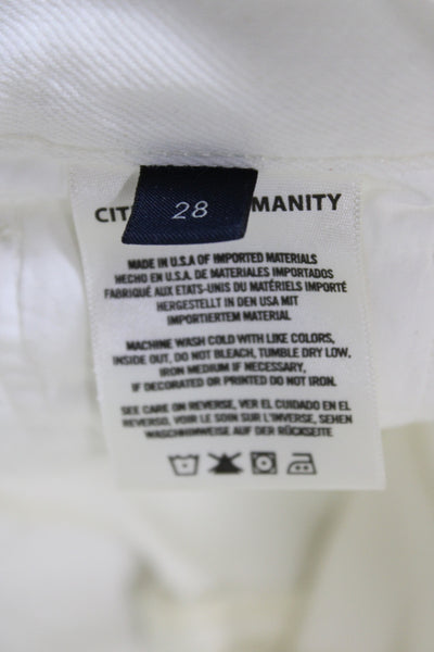 Citizens of Humanity Women White Straight Jeans High Rise 100% Cotton Size 28