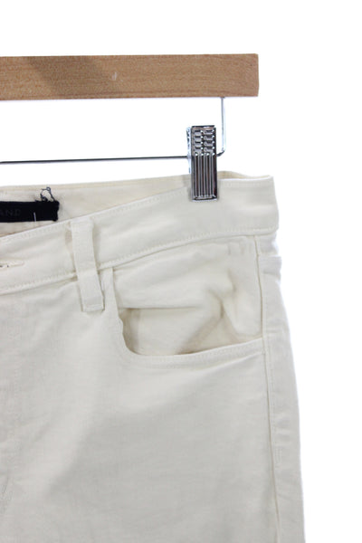 J Brand Women Ivory Cotton High Rise Straight Jeans Inseam 26 Size 28