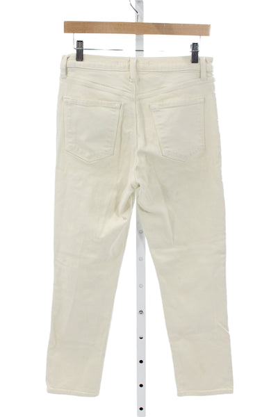 J Brand Women Ivory Cotton High Rise Straight Jeans Inseam 26 Size 28