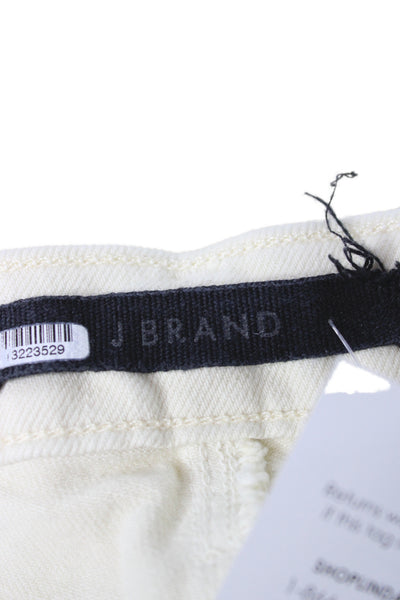J Brand Women Ivory Cotton High Rise Straight Jeans Inseam 26 Size 28