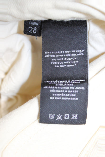J Brand Women Ivory Cotton High Rise Straight Jeans Inseam 26 Size 28