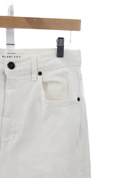 Slvrlake Womens White Straight Jeans High Rise Cotton Size 28
