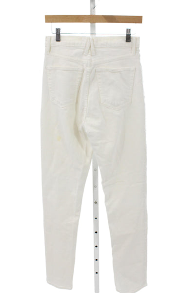 Slvrlake Womens White Straight Jeans High Rise Cotton Size 28