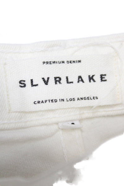 Slvrlake Womens White Straight Jeans High Rise Cotton Size 28