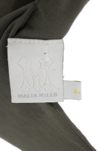 Malia Mills Women Slip Dress Green V Neck Mid-Calf Sleeveless Size 4