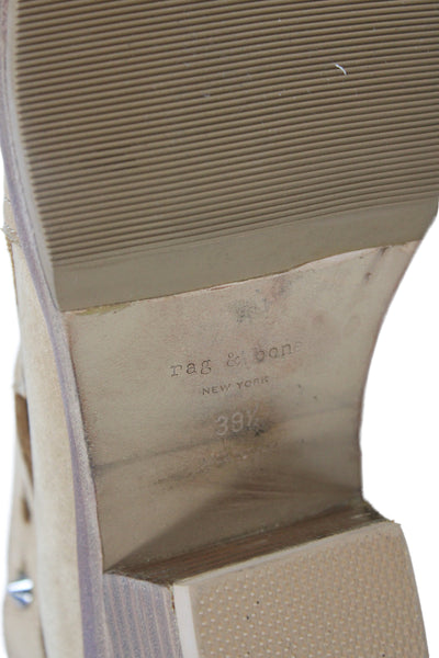 Rag & Bone Womens Leather Cuban Heels Ankle Boots Shoes Tan Size 9.5
