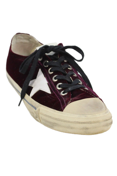 Golden Goose Deluxe Brand Womens Velvet Vstar2 Sneakers Shoes Red Size 10