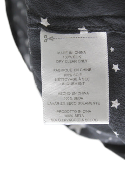 Equipment Femme Women Black Silk Collared Geometric Blouse Size XS