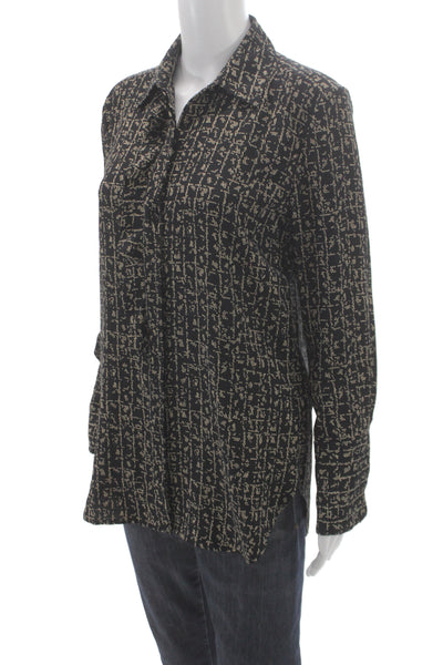 Equipment Femme Womens Tunic Blouse Beige Longsleeve Geometric Poly Size XS