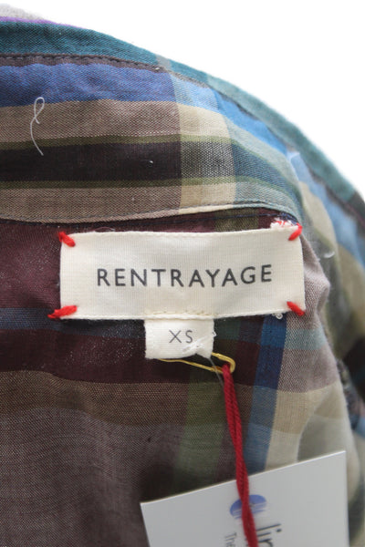 Rentrayage Womens Shirt Dress Multicolor Plaid Patchwork Size XS