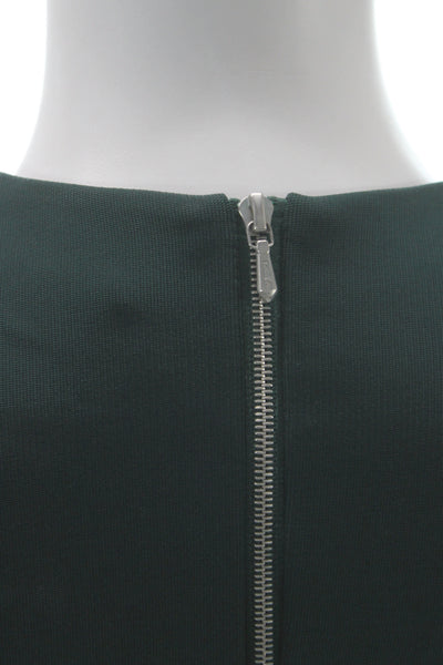 Dion Lee Women Pencil Dress Green Viscose V-Neck Short Sleeve Midi Zip Size 2