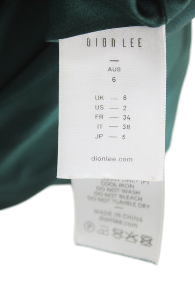 Dion Lee Women Pencil Dress Green Viscose V-Neck Short Sleeve Midi Zip Size 2