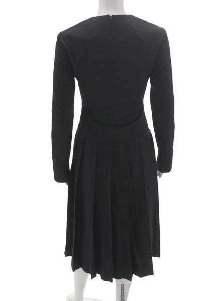 Duncan Women Fit & Flare Long Sleeve Black Beaded Dress Zip Size 2