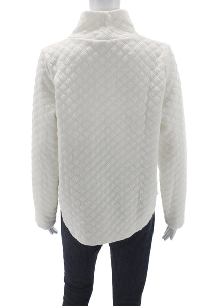 J Crew Womens White Mock Neck Argyle Long Sleeve T Shirt Size M