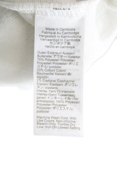 J Crew Womens White Mock Neck Argyle Long Sleeve T Shirt Size M