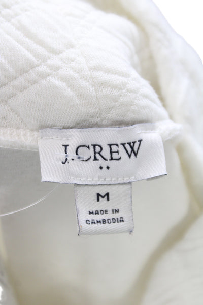 J Crew Womens White Mock Neck Argyle Long Sleeve T Shirt Size M
