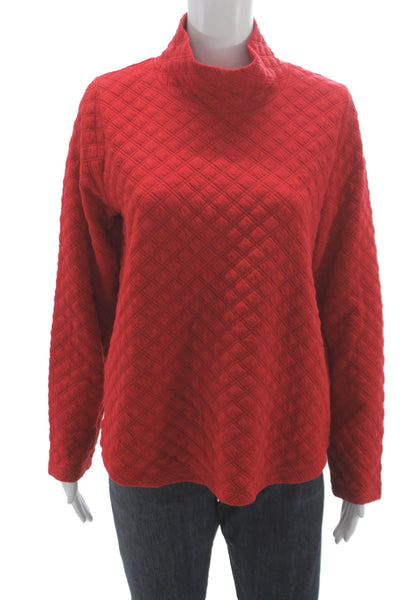 J Crew Womens Red Argyle Mock Neck Pullover Sweater Long Sleeve Size M