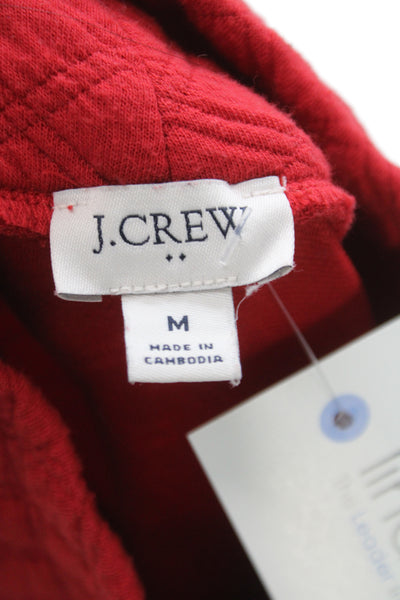 J Crew Womens Red Argyle Mock Neck Pullover Sweater Long Sleeve Size M