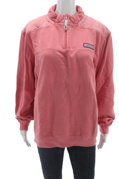 Vineyard Vines Womens Pink Collared Cotton Zip Sweatshirt Long Sleeve Size M
