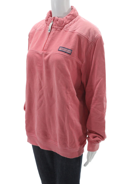 Vineyard Vines Womens Pink Collared Cotton Zip Sweatshirt Long Sleeve Size M