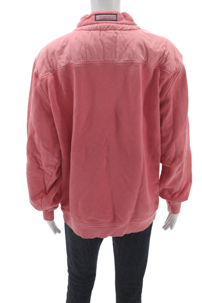 Vineyard Vines Womens Pink Collared Cotton Zip Sweatshirt Long Sleeve Size M