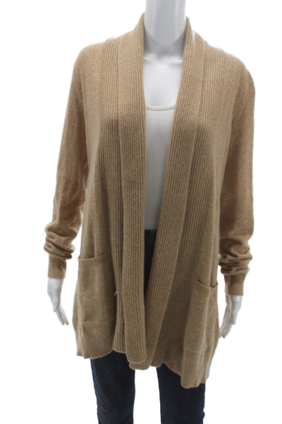 Lord & Taylor Womens Beige Cashmere Collared Cardigan Long Sleeve Size M