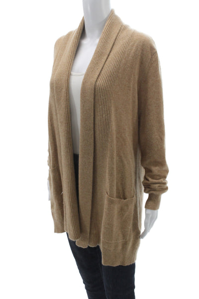 Lord & Taylor Womens Beige Cashmere Collared Cardigan Long Sleeve Size M