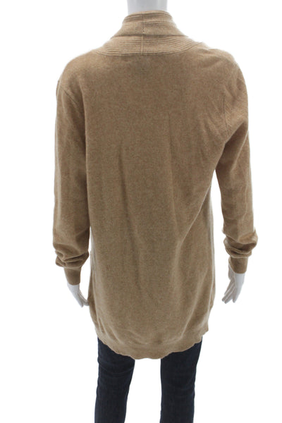 Lord & Taylor Womens Beige Cashmere Collared Cardigan Long Sleeve Size M