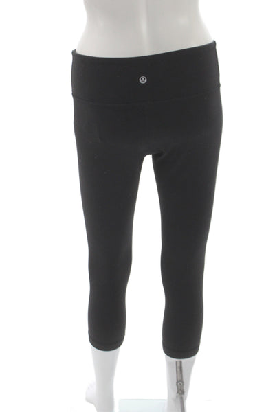 Lululemon Women Black Capri Leggings Nylon Pull On Size 8