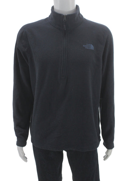 The North Face Mens Pullover Sweatshirt Black Zip Mock Neck Size L