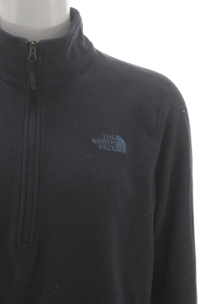 The North Face Mens Pullover Sweatshirt Black Zip Mock Neck Size L
