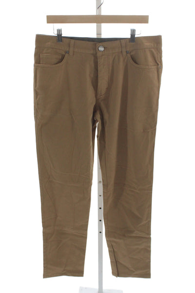 Ermenegildo Zegna Mens Chino Pants Brown Button 98% Cotton Size 35