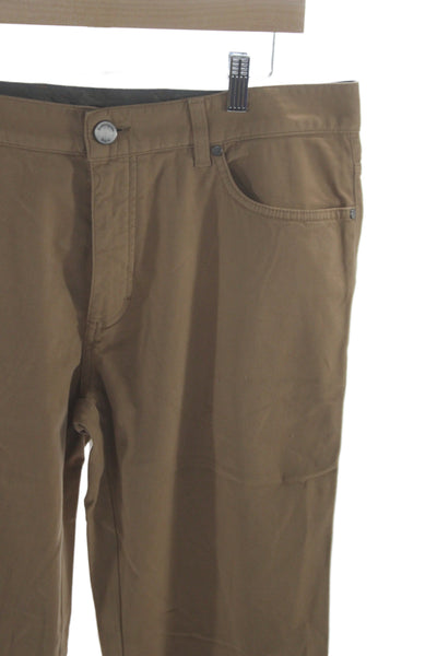 Ermenegildo Zegna Mens Chino Pants Brown Button 98% Cotton Size 35