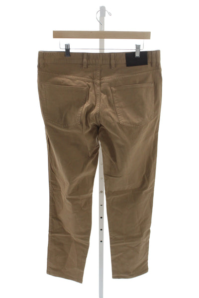 Ermenegildo Zegna Mens Chino Pants Brown Button 98% Cotton Size 35