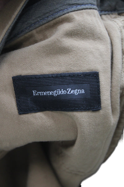Ermenegildo Zegna Mens Chino Pants Brown Button 98% Cotton Size 35
