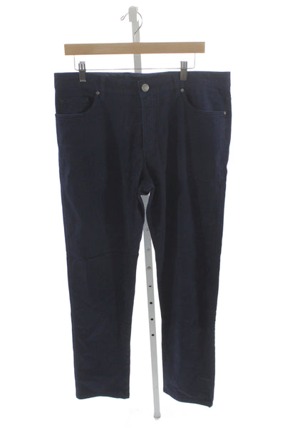Ermenegildo Zegna Mens Blue Chino Pants 98% Cotton Button Size 35