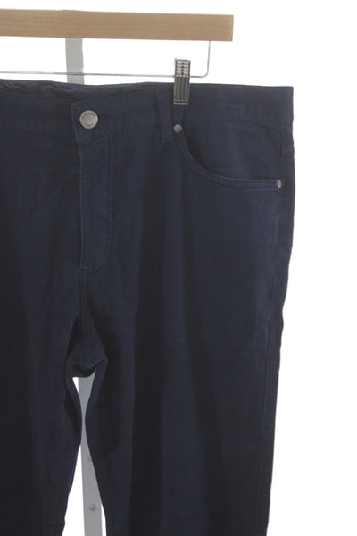 Ermenegildo Zegna Mens Blue Chino Pants 98% Cotton Button Size 35