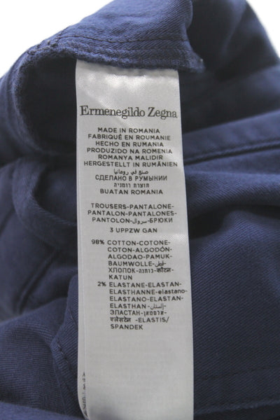 Ermenegildo Zegna Mens Blue Chino Pants 98% Cotton Button Size 35