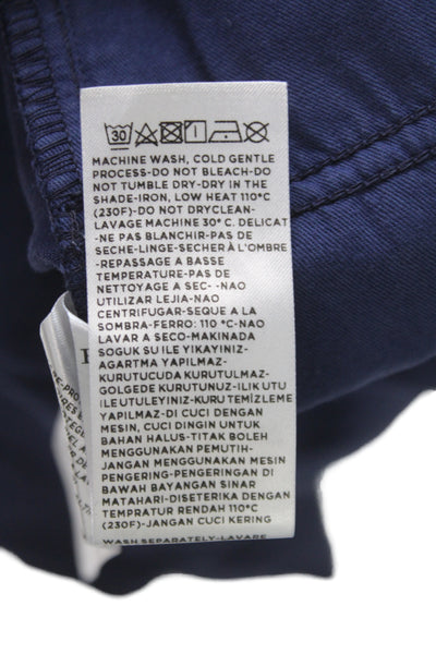 Ermenegildo Zegna Mens Blue Chino Pants 98% Cotton Button Size 35