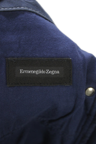 Ermenegildo Zegna Mens Blue Chino Pants 98% Cotton Button Size 35