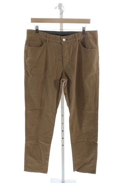 Ermenegildo Zegna Mens Chino Pants Brown 98% Cotton Button Size 35