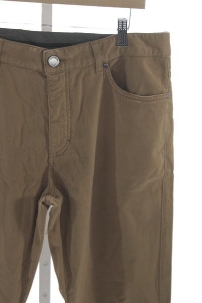 Ermenegildo Zegna Mens Chino Pants Brown 98% Cotton Button Size 35