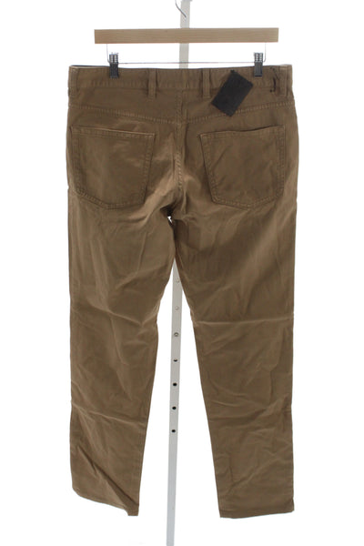 Ermenegildo Zegna Mens Chino Pants Brown 98% Cotton Button Size 35