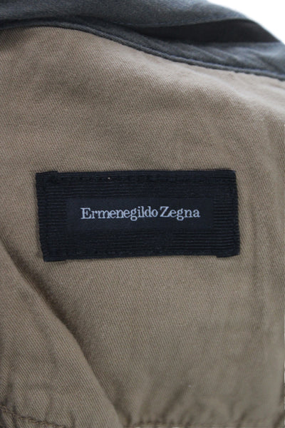 Ermenegildo Zegna Mens Chino Pants Brown 98% Cotton Button Size 35