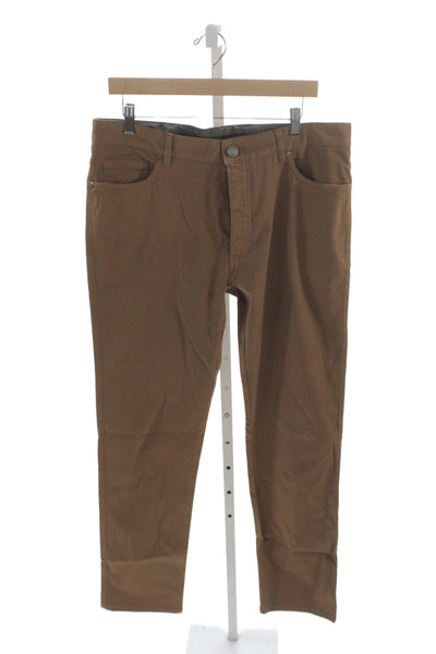Ermenegildo Zegna Mens Brown Chino Pants 98% Cotton Button Fly Size 36