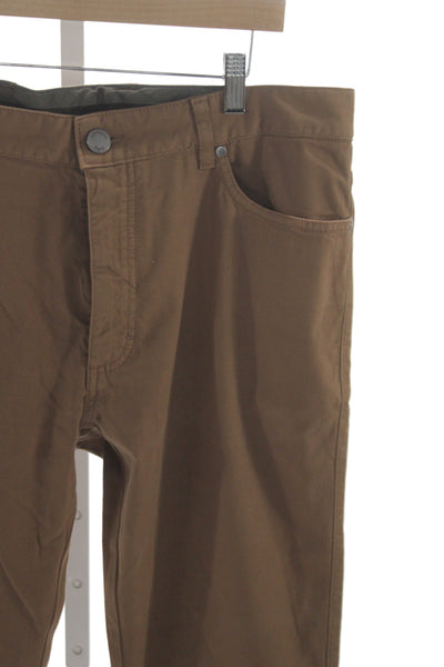 Ermenegildo Zegna Mens Brown Chino Pants 98% Cotton Button Fly Size 36